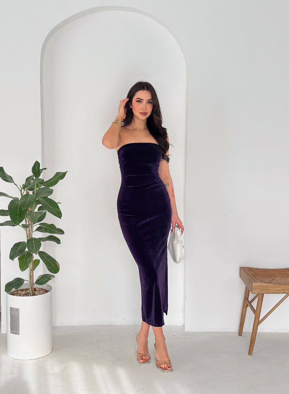 Damska sukienka midi z weluru