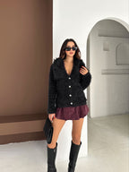 Damski elegancki kardigan z długim włosiem