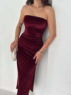 Damska sukienka midi z weluru