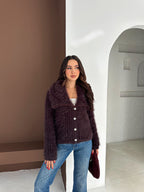 Damski elegancki kardigan z długim włosiem